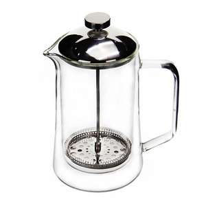 AIHPO05 Giant 1L 1000ml Antique Unique Large Borosilicate Portable Double Wall Glass French Espresso Coffee Press Maker