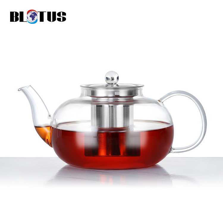 Handmade High Borosilicate 800ml Clear Glass Teapot Set tea set Stovetop & Microwave Safe teapot Glass With removable Infuser