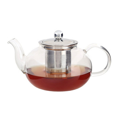 Handmade High Borosilicate 800ml Clear Glass Teapot Set tea set Stovetop & Microwave Safe teapot Glass With removable Infuser