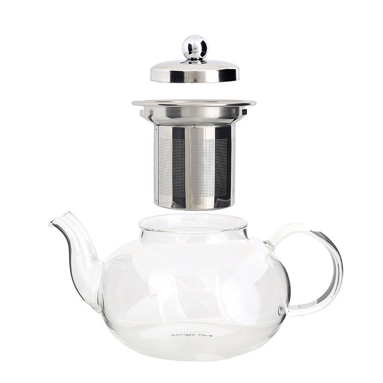 Handmade High Borosilicate 800ml Clear Glass Teapot Set tea set Stovetop & Microwave Safe teapot Glass With removable Infuser