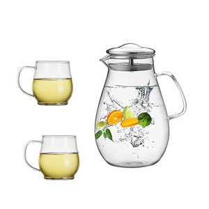 New Hot Sale Heat Resistant Borosilicate Glass  Water Filter Pitcher Carafe Jug for Homemade Juice