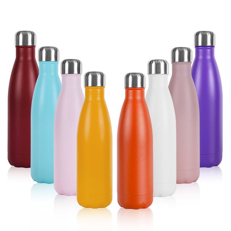 Leak Proof Metal Sports 2 Pack 17 Oz Cola Shaped Insulated Double Walled Vacuum Thermos Flask Stainless Steel Water Bottle