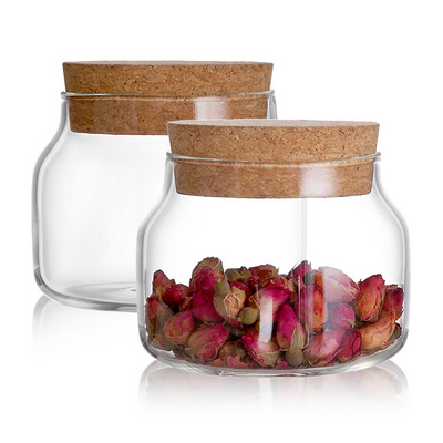 glass storage jar Kitchen Food Tea Coffee Sugar Salt Glass Storage Jar Bottles & Jars Containers Set with wooden  Lid