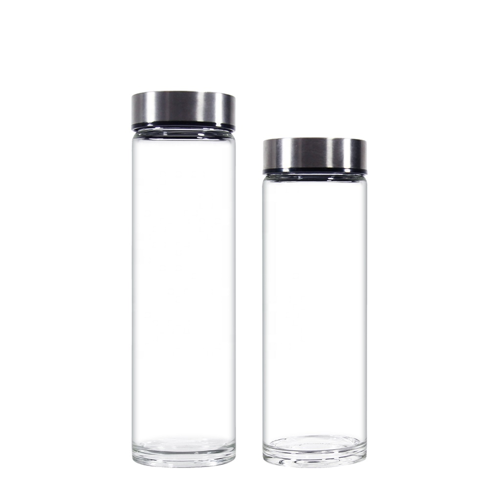 New Custom Clear Wide Mouth Thick Heavy Bottom Borosilicate Glass Sport Drinking Glass Water Bottle