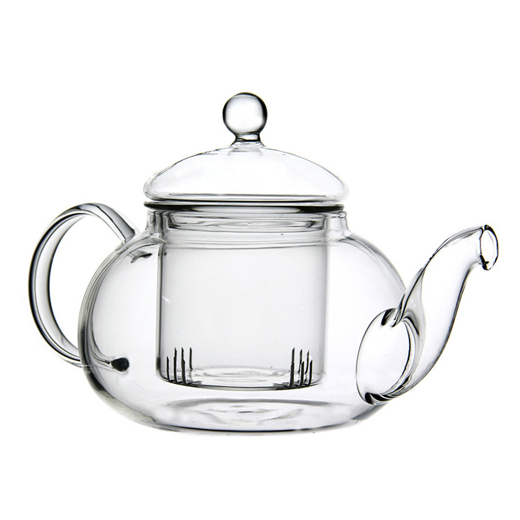 6 Wholesale Borosilicate heat resistant  Glass Teapot Tea Gift Set with Infuser Steel Filter Strainer and Warmer glass teapot