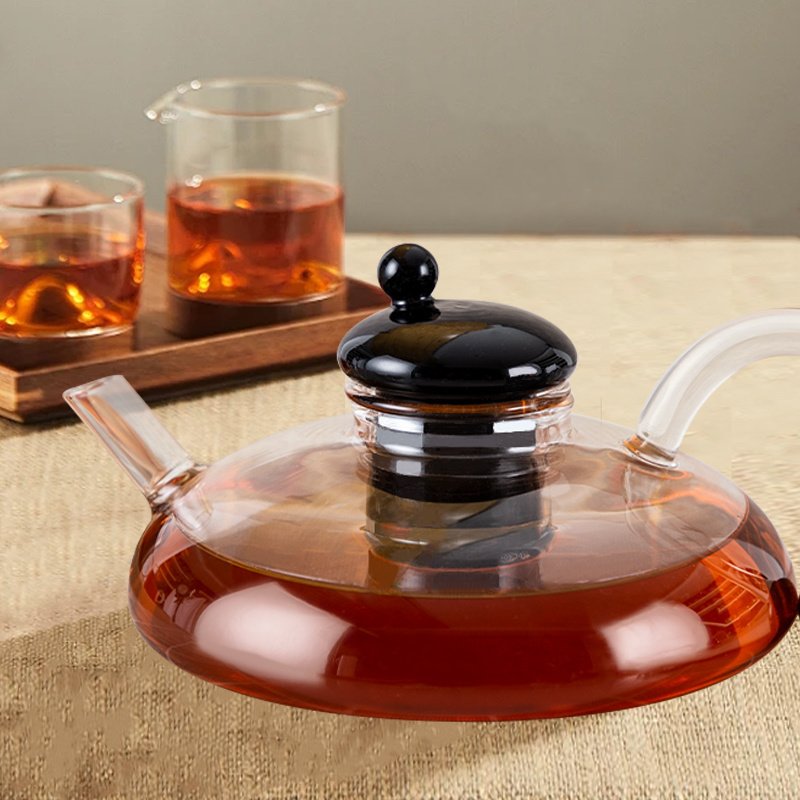 Modern Luxury Afternoon Tea Set Transparent Borosilicate Glass Coffee Tea Pot Maker with Glass Cup Kettle and Teapots