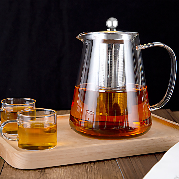 ENTESI Stovetop Microwave Safe Glass Teaware Kettle Clear Coffee Tea Pot Teapot Set Maker and Glass Cup Set Kettle and Teapots