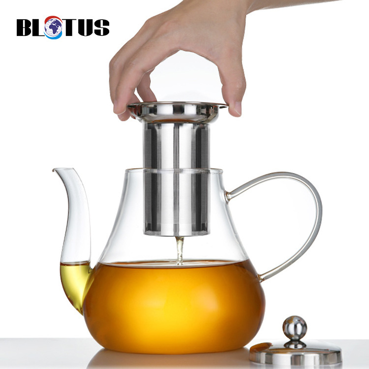 Online hot sales Handblown Borosilicate Glass Teapot set cup set With tea Glasses Customized Small Glass Teapot