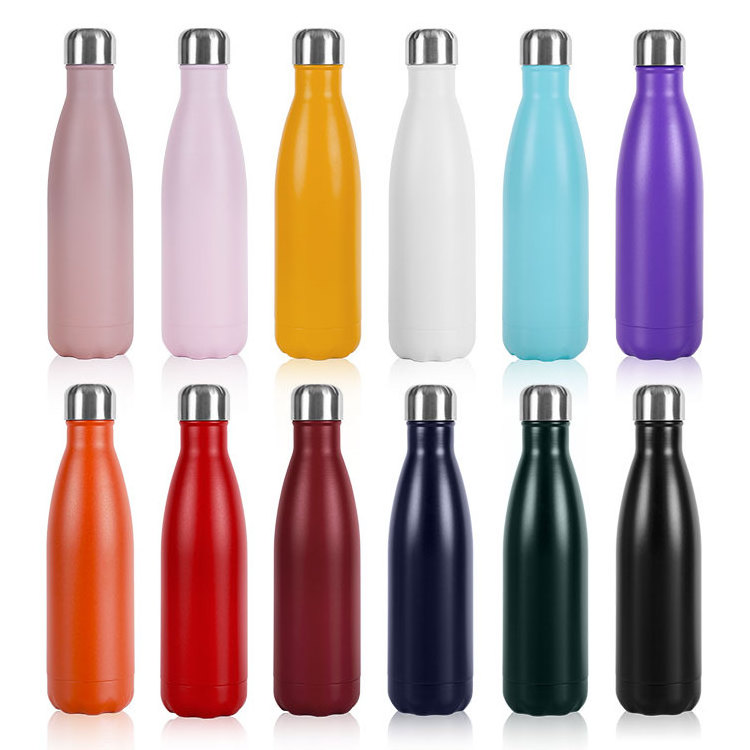 Leak Proof Metal Sports 2 Pack 17 Oz Cola Shaped Insulated Double Walled Vacuum Thermos Flask Stainless Steel Water Bottle