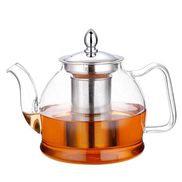 Glass Teapot Kettle with Stainless Steel Removable Infuser for Blooming Tea & Loose Leaf Tea