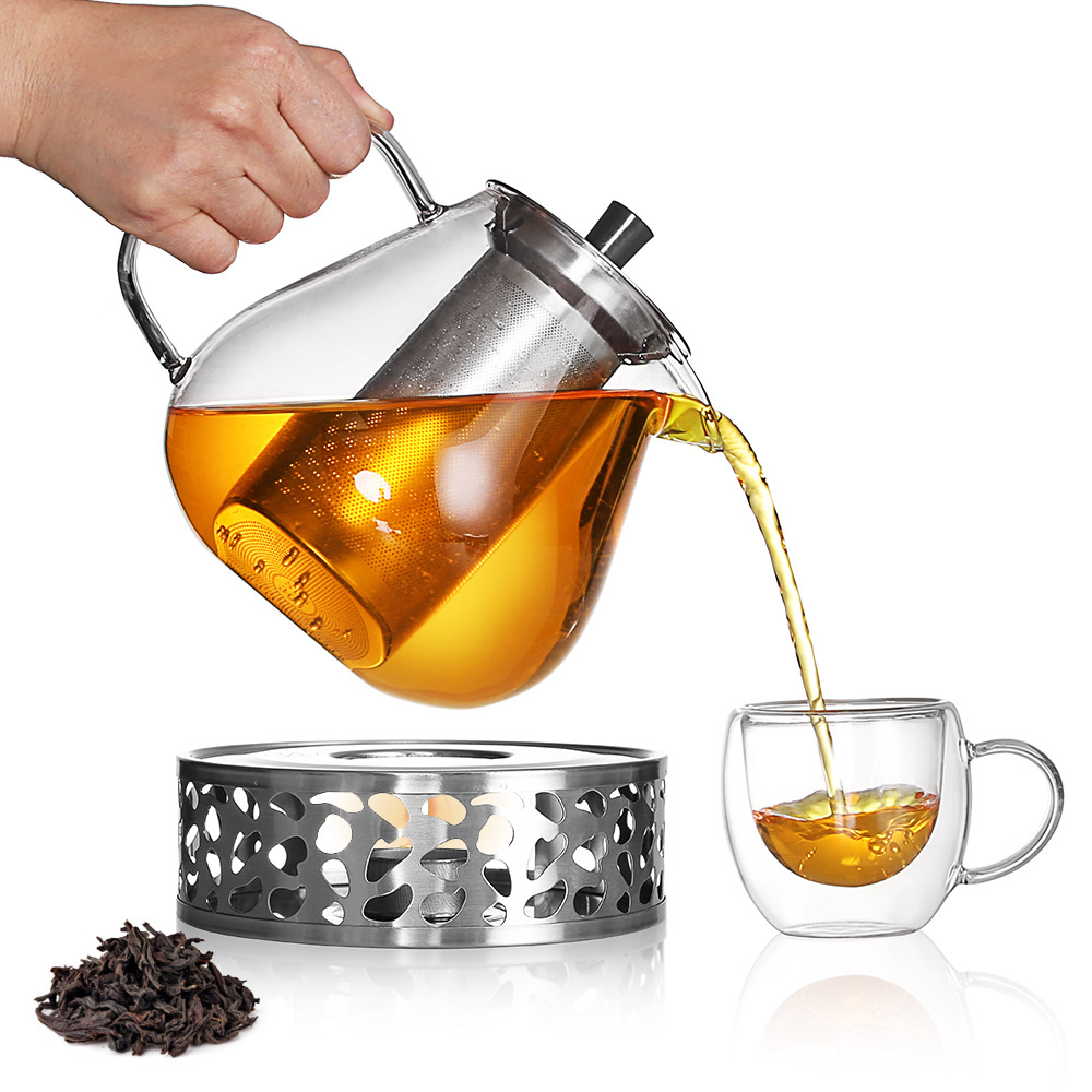 1000 ml Handmade high borosilicate glass teapot tea pot stove safe with stainless steel infuser  Loose Leaf Tea Maker Tea Brewer