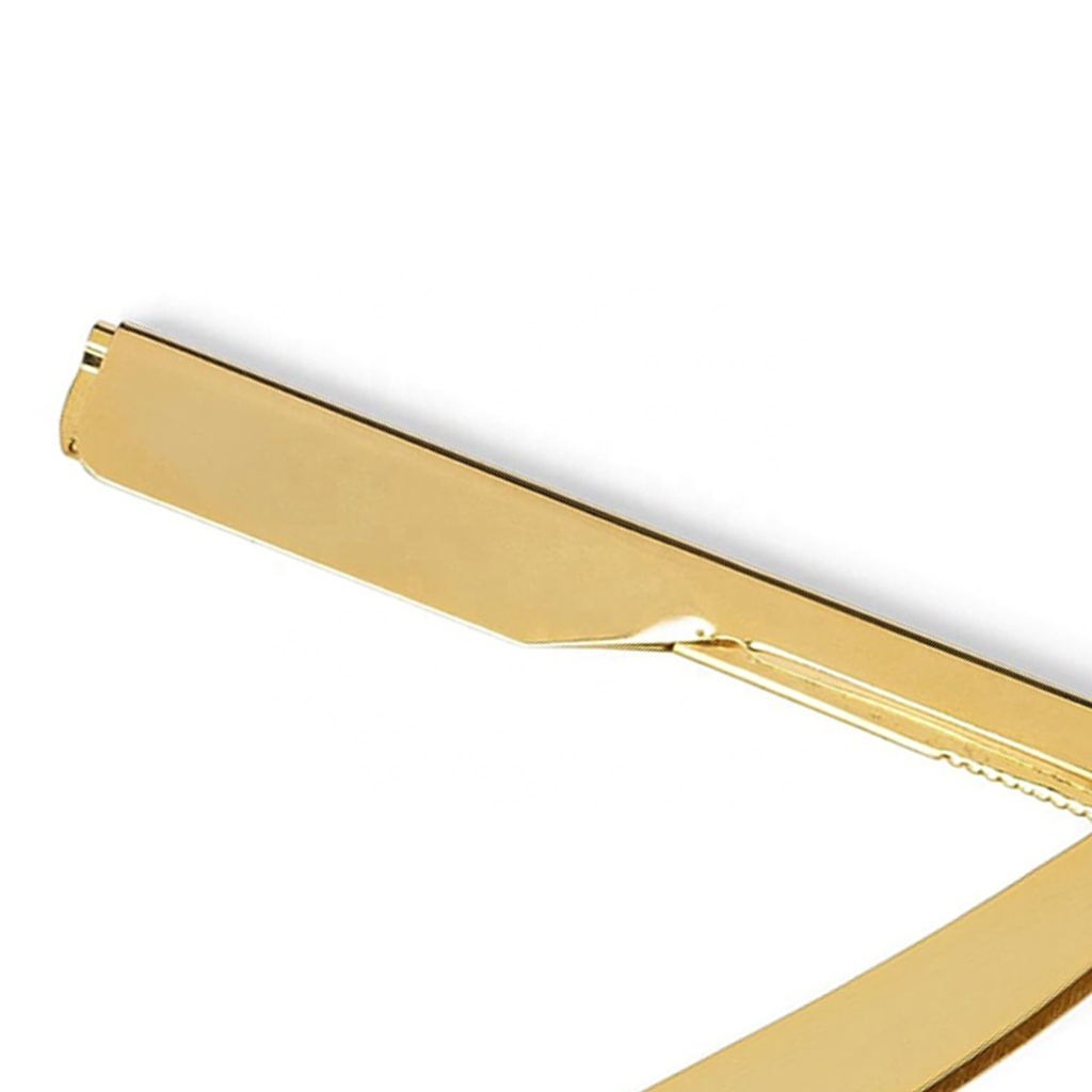 High Quality Gold Color Push Cartridge Barber Shaving Razor with Foldable Handle Stainless Steel Barber Straight Edge Razor