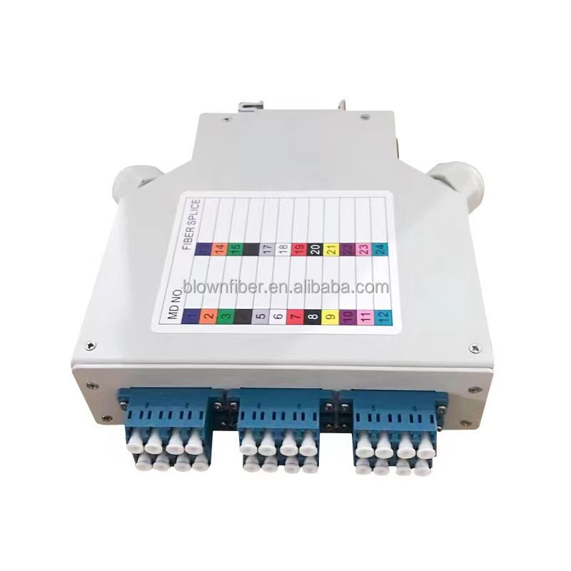 FTTH 12 Core DIN Rail Mounted Fiber Optic Terminal Box Aluminum With 12 SC Adapters And 24 Fibers Splice Tray Terminal Box