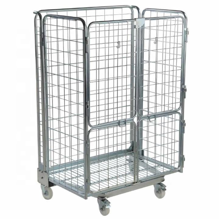 Metal folding warehouse cage bin storage container