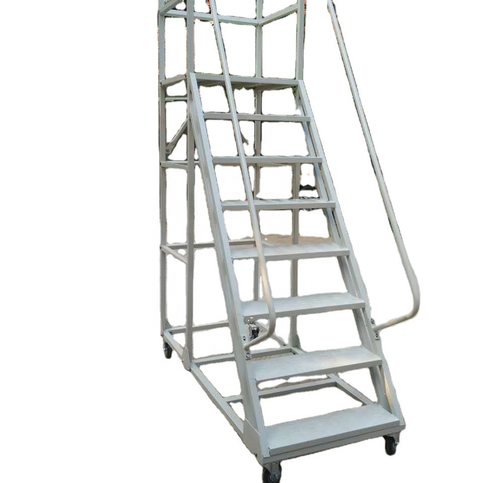 Aluminum rolling platform ladder