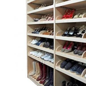 Shoe shop decoration ideas used wooden display shelves