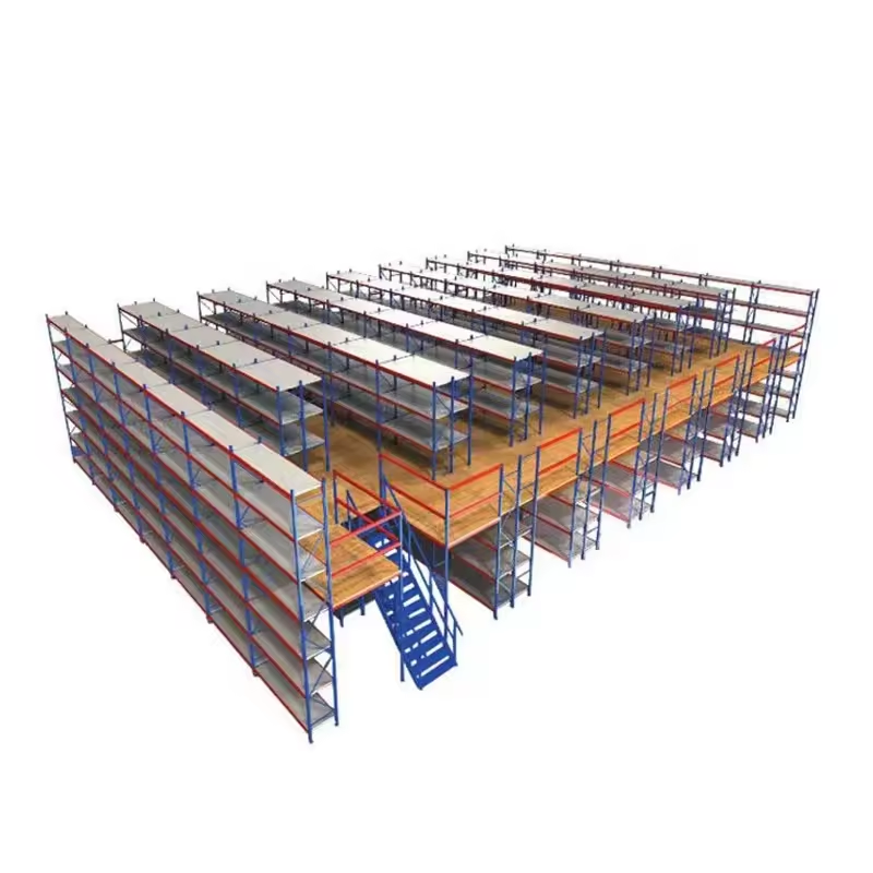 Loft warehouse integrated office divider clip rack mezzanine shelving Radio pallet shuttle racking system