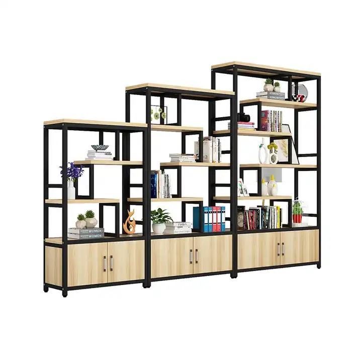 Modern Style Metal Wooden Tall Book Shelf Display Storage Home Furniture Manufacturer Book Shelf Bookcases