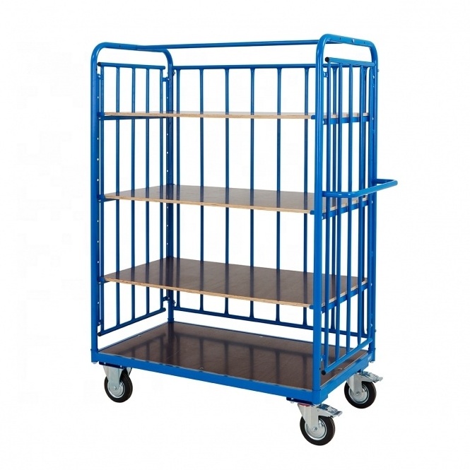 Warehouse plate roll cage trolley