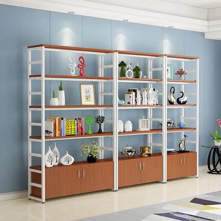 Modern Style Metal Wooden Tall Book Shelf Display Storage Home Furniture Manufacturer Book Shelf Bookcases