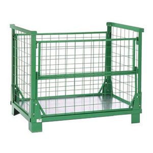 Foldable galvanized pallet cage , industrial stackable wire mesh storage cage