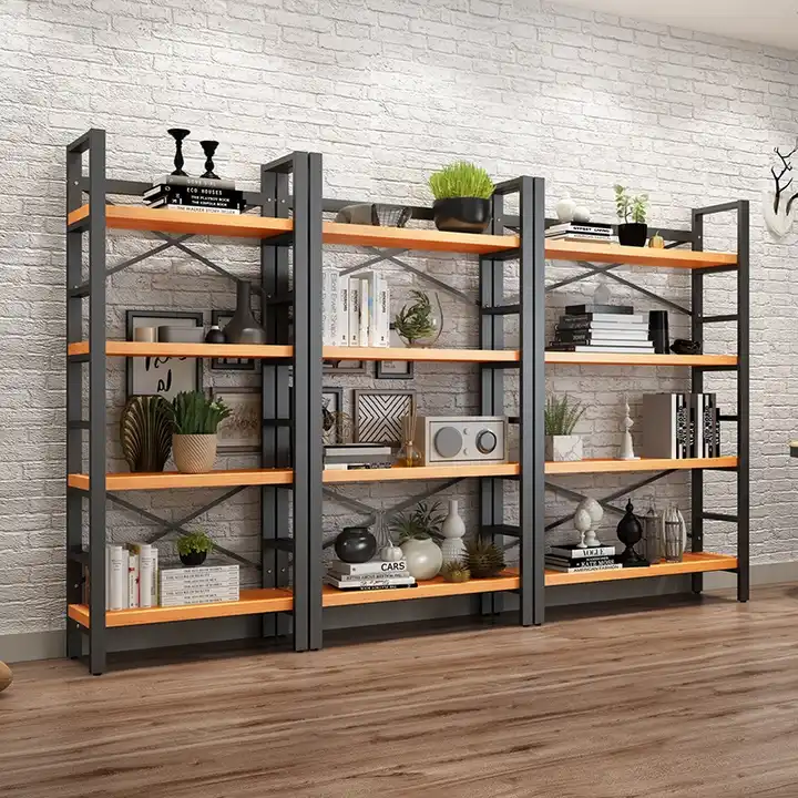 Modern Style Metal Wooden Tall Book Shelf Display Storage Home Furniture Manufacturer Book Shelf Bookcases