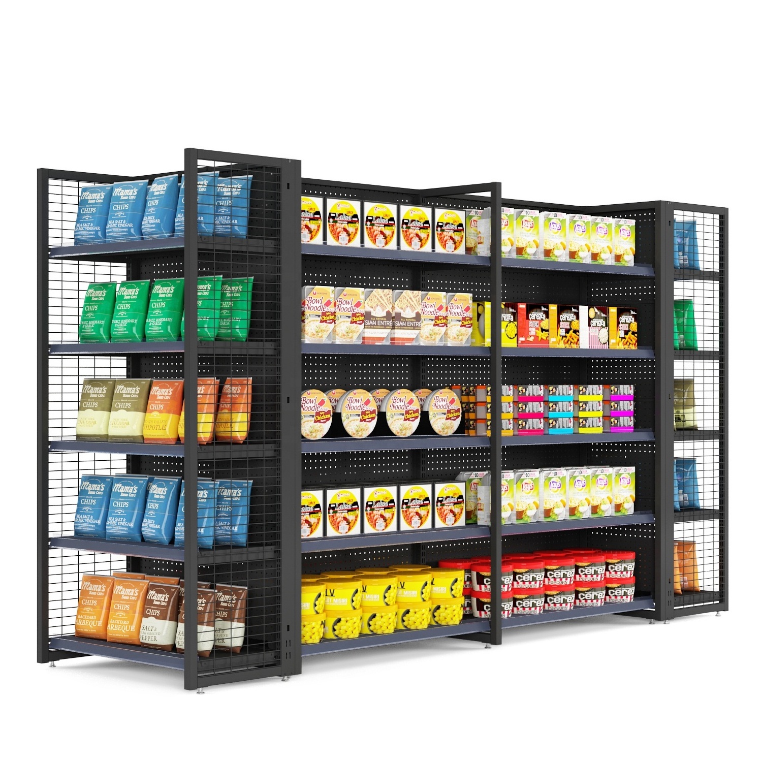 supermarket shelf rack Metal Display Racks For Customized Gondola Shop Shelves