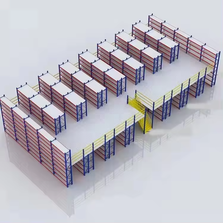 Loft warehouse integrated office divider clip rack mezzanine shelving Radio pallet shuttle racking system