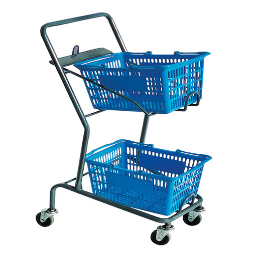 2 tier supermarket shopping trolley shopping push cart convenience store shopping cart for sale