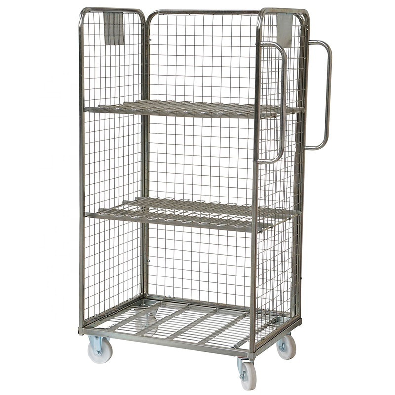 Warehouse plate roll cage trolley