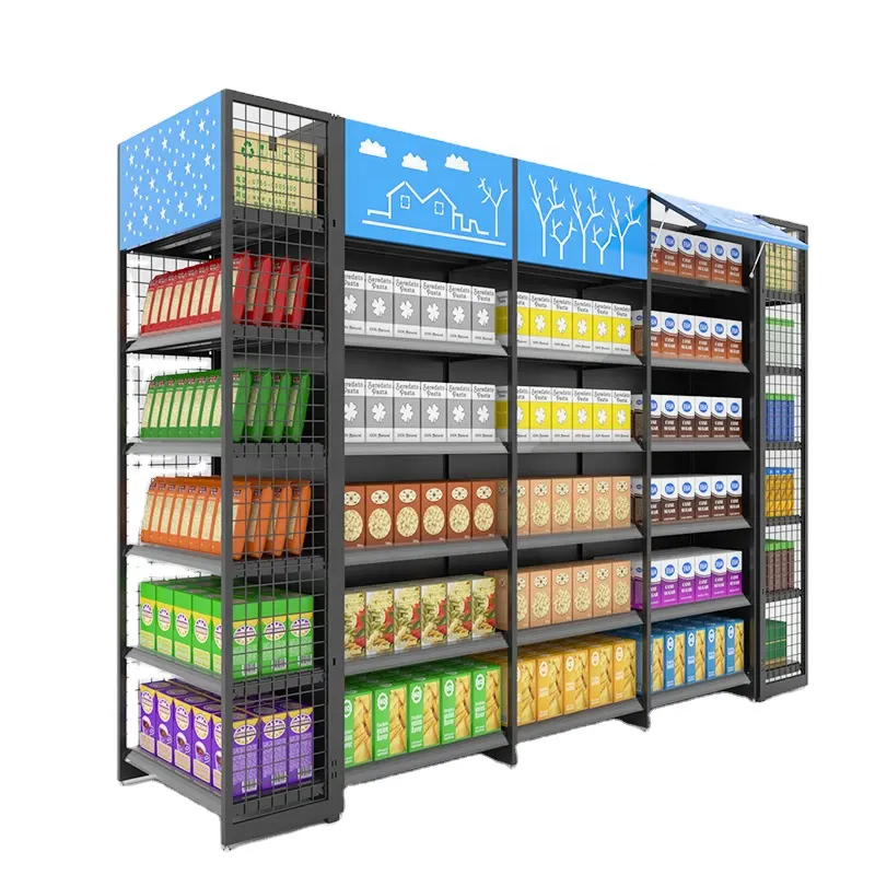 supermarket shelf rack Metal Display Racks For Customized Gondola Shop Shelves