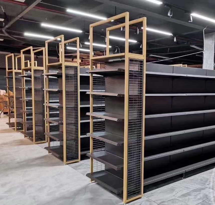 supermarket shelf rack Metal Display Racks For Customized Gondola Shop Shelves