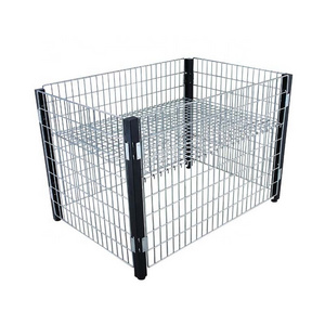 Metal folding warehouse cage bin storage container