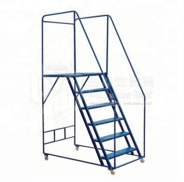 Aluminum rolling platform ladder