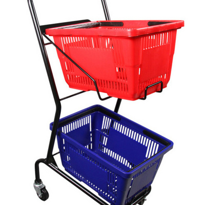 2 tier supermarket shopping trolley shopping push cart convenience store shopping cart for sale