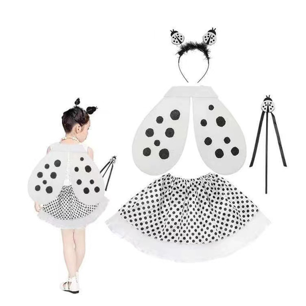 Children's Halloween Flower Fairy Butterfly Wings Dress Four Pieces