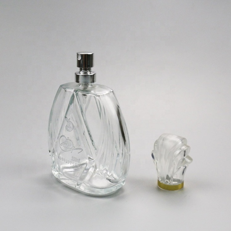 105ml custom new design perfume glass bottle with flower cap