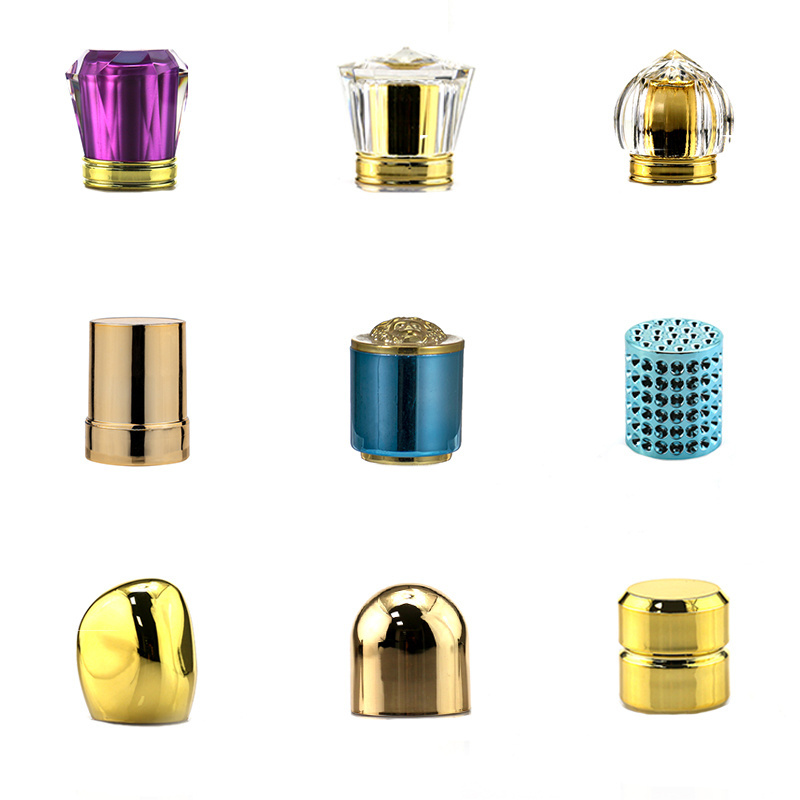 Perfume Cap Manufacturer Custom Logo 15mm ABS Aluminum Gold Crimp Bottle Lid Perfume Cap