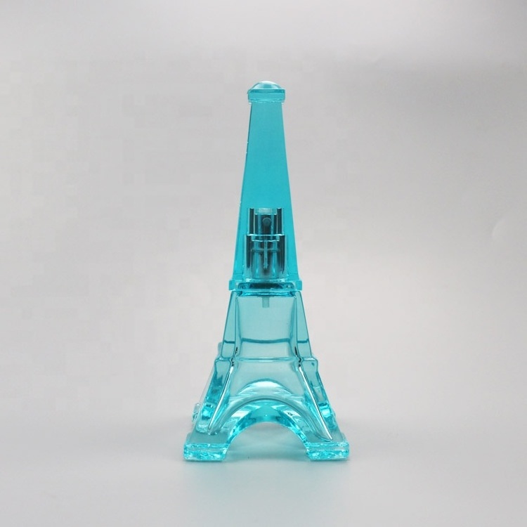 Pyramid shaped screw neck green glass perfume bottle 35ml