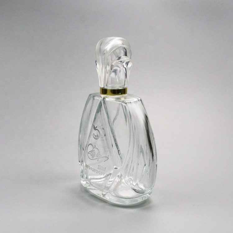 105ml custom new design perfume glass bottle with flower cap