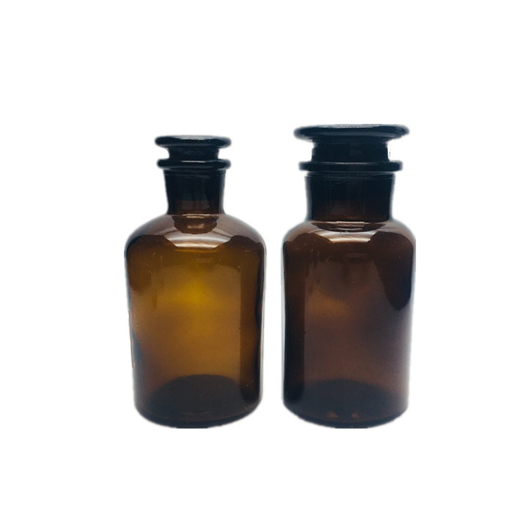 Width and small mouth glass jar with wood cork stopper reagent bottles 125ml