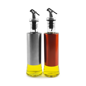 Wholesale Stainless Steel Glass Olive Oil Dispenser 300ml Vinegar Soy Sauce bottle for Kitchen