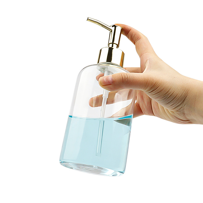 550ml clear round soap dispensers glass shower gel shampoo bottle with stainless steel lotion pump