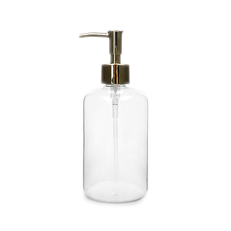 550ml clear round soap dispensers glass shower gel shampoo bottle with stainless steel lotion pump