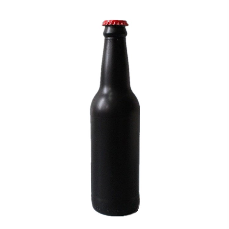 customize matte black 330Ml 33Cl glass bottle for sodas and beer with crown cap