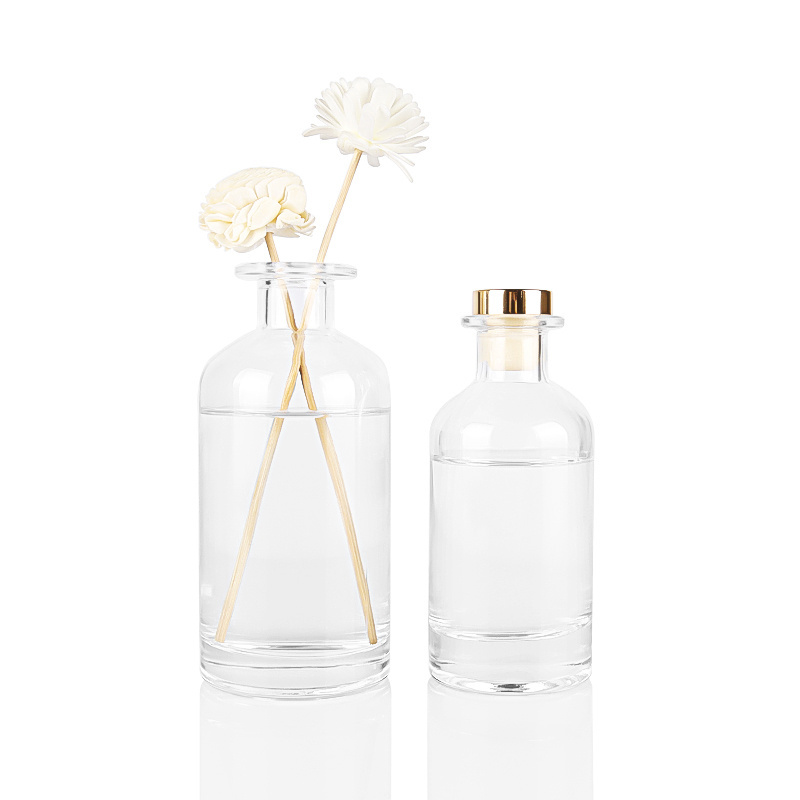 90ml 150ml 300ml 500ml round high white decorative glass bottles reed diffuser vase with cork lid