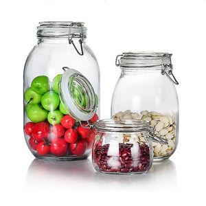 500ml 750ml 1000ml swing top glass jar clip lid jars for cookie snacks rice food storage