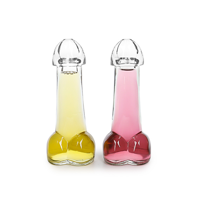 Custom 80ml nightclub party cocktail bottle penis shape glass drinking ware cup beverage bottle