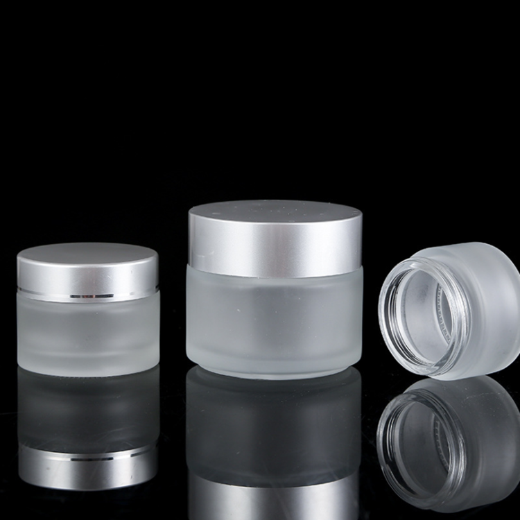 10ml 30ml 50ml 60ml 100ml Round matte frosted body butter skin care cream cosmetic glass jars with silver plastic cap