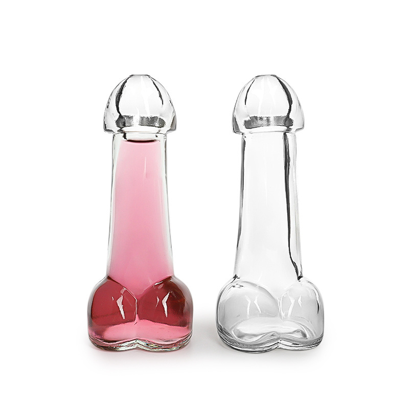 Custom 80ml nightclub party cocktail bottle penis shape glass drinking ware cup beverage bottle